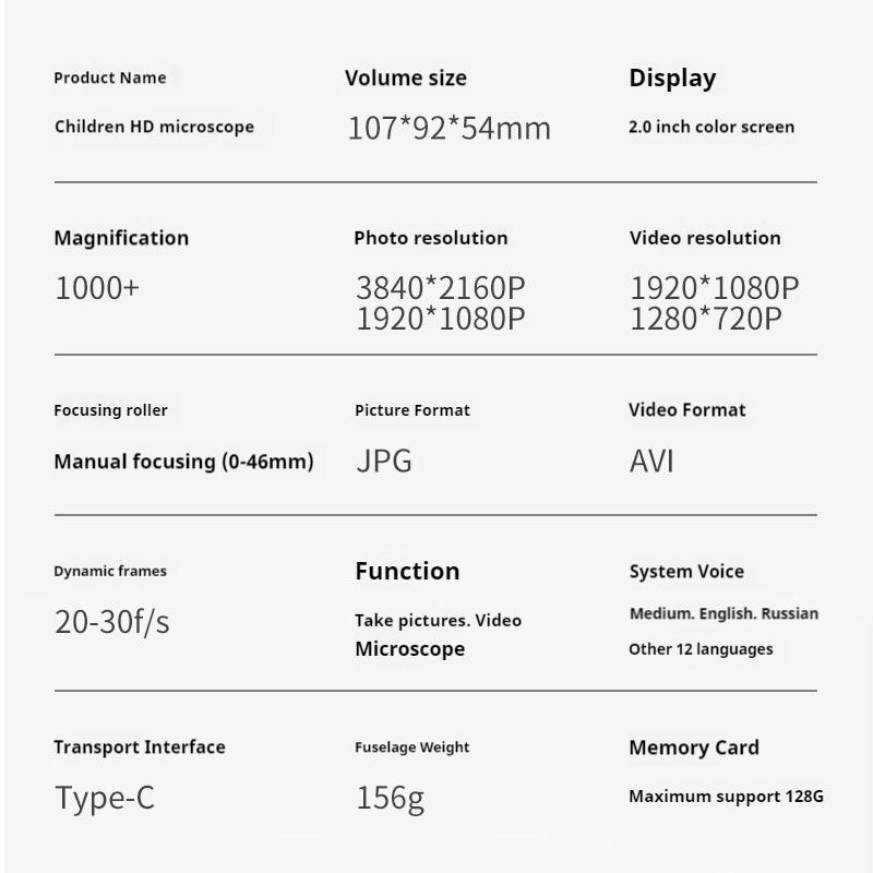 1000X Children's Microscope Camera Mini Camera Multi Functional Single Tube Electronic Digital Microscope Children's Puzzle Toy