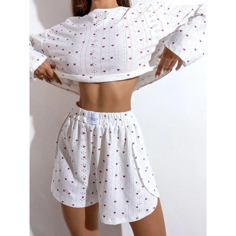 

2025 Fashionable Simple Slim Fit Loose Shorts White Heart L