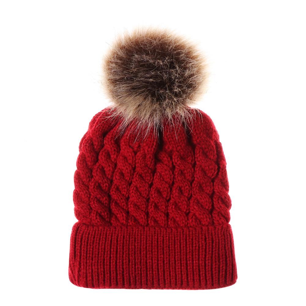 Infant  Winter Warm Knit Crochet Caps Hair Ball Beanie Hat for Winter Autumn