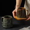 Japanese Vintage Ceramic Mug, High-Capacity Cup, Couple Drinking Home Office Handle, Coffee Tea Cups, Underglaze Color, 111ml