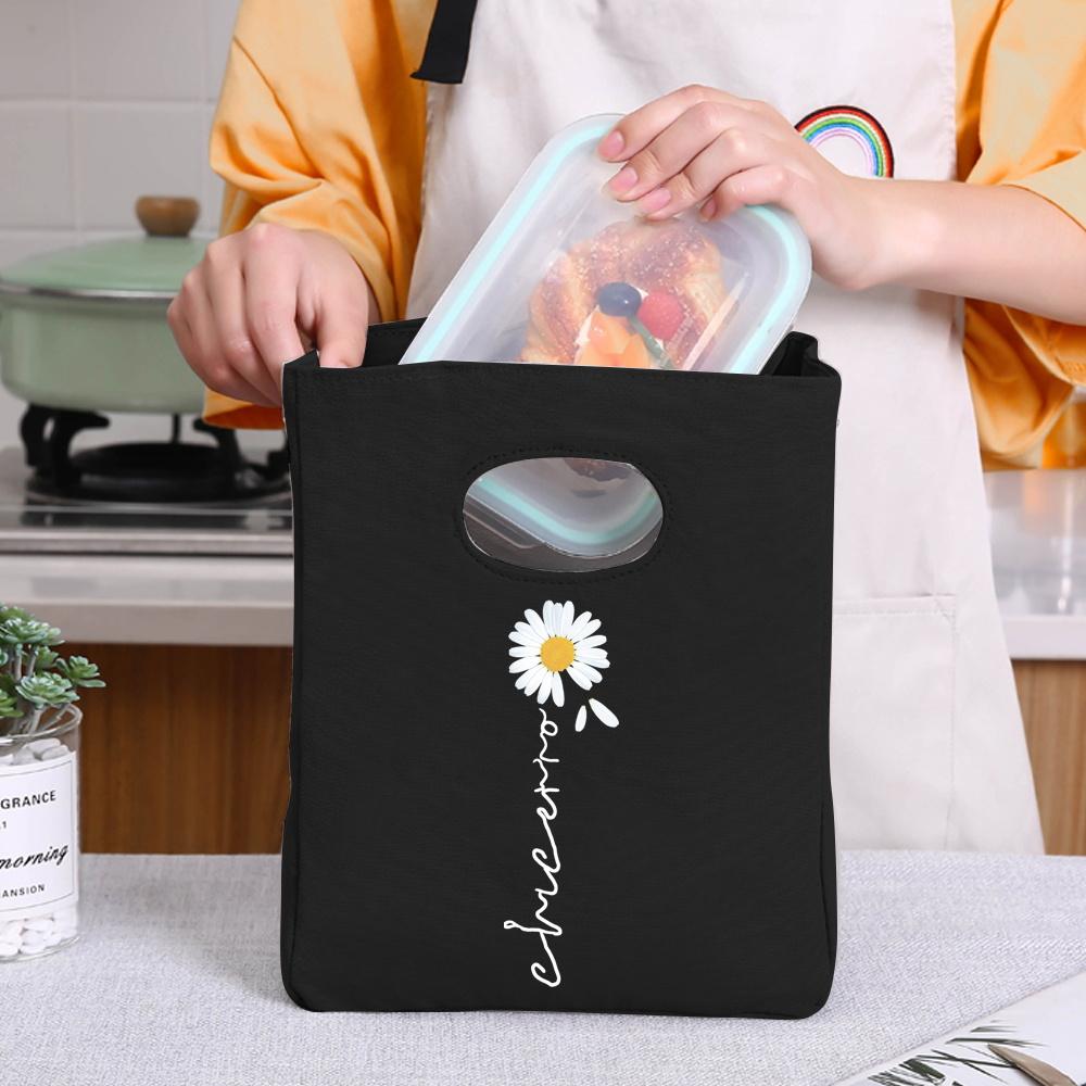 Lunch Bag Breakfast Box Bags Women Portable Hand Pack Picnic Travel Products Daisy Printed School Food Storage Bags Bento Pouch