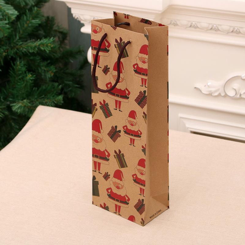 Christmas Kraft Paper Wine Gift Bag for Bottles - Holiday Home Supplies