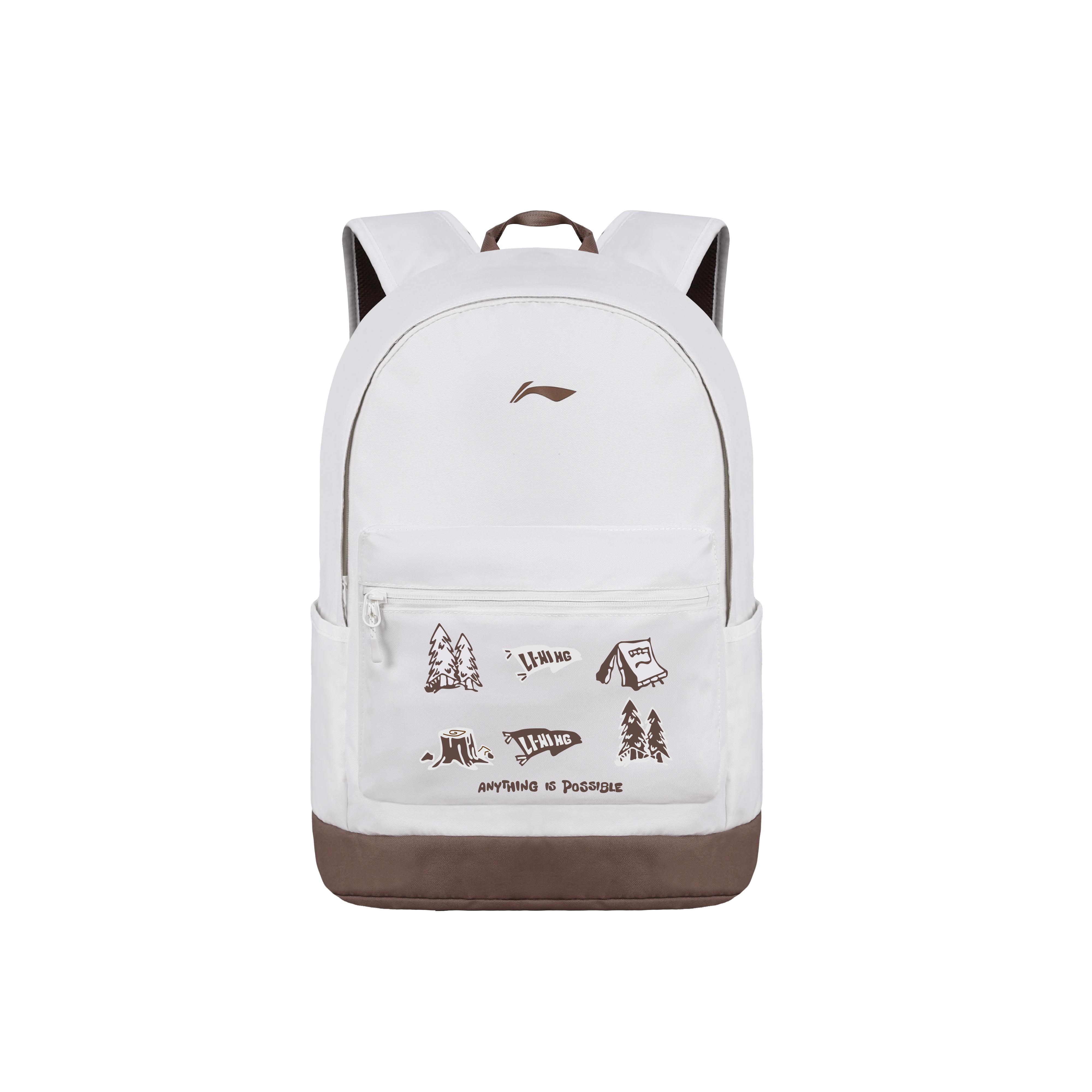 Li Ning Polyester Backpack Regular Unisex Beige YBSU167-11A5