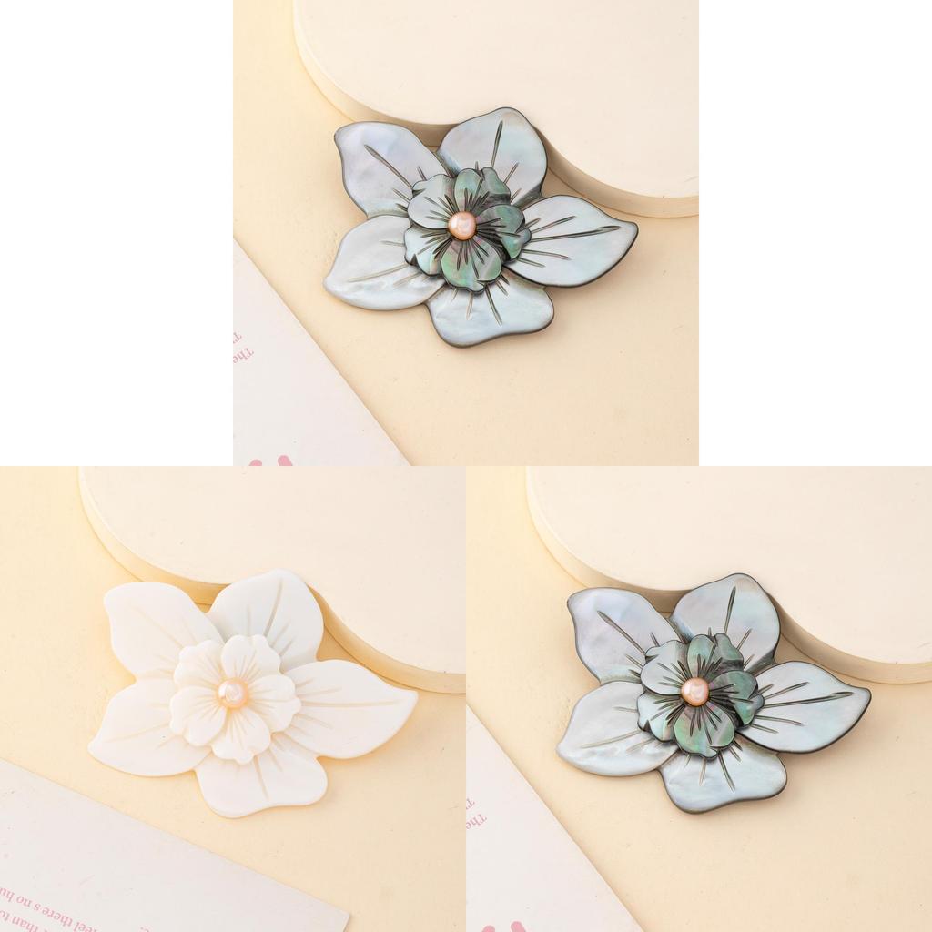 Handmade Shell Brooch Pendant With Dual Layer Design For Fashion Accessories