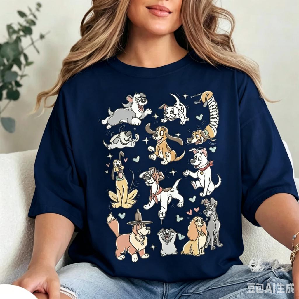 2026 Retro Dog Tshirt Miss And Tramp Tshirt Pluto Dog Tshirt Pet Enthusiast Gift Unisex Unisex Families Children
