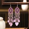 Bohemian Enamel Flower Water Drop Earrings for Women Ethnic Vintage Multicolor Beaded Long Earrings Vacation Daily Jewelry