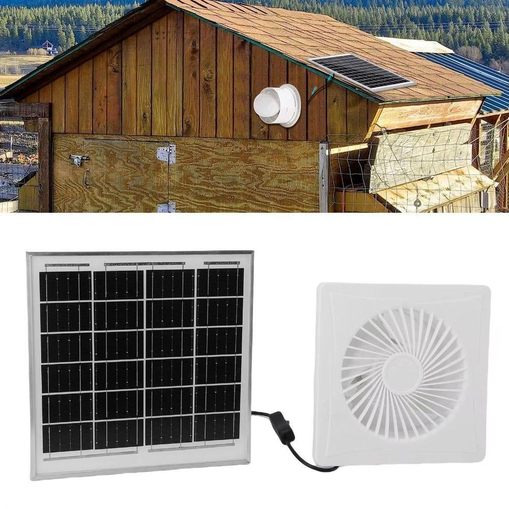 Round Boosted Impeller Fan White Solar Exhaust Fan Durable Solar Panel Fan  Cooling