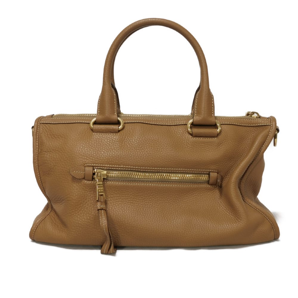 Used Vitello Dyno Bag BL0805 7922 2-Way Shoulder Bag with Metal Logo, Brown (11569) Unisex from Japan AUTHENTIC