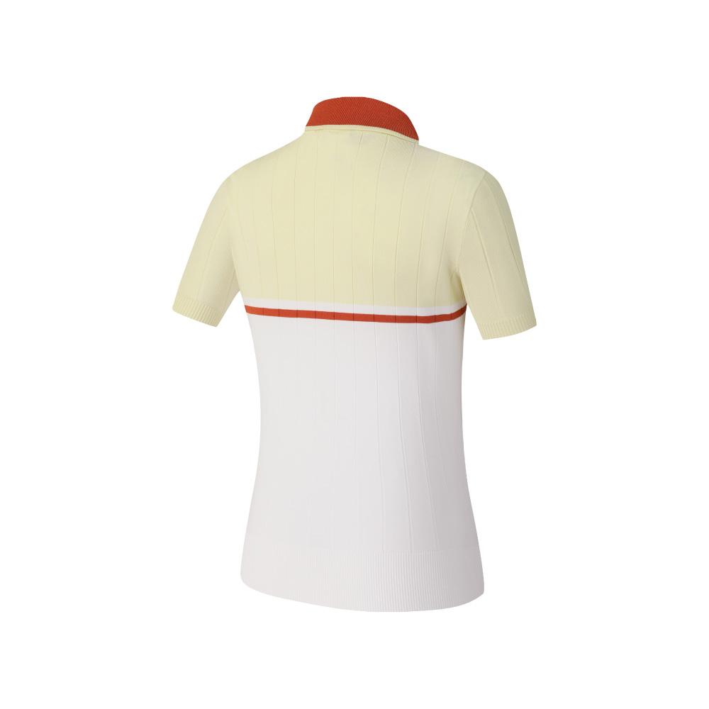 Fila Athletics Tennis Series Casual Color Block Short Sleeve Polo Shirt Women Tops Fluorescent-Green A11W523401F-LG