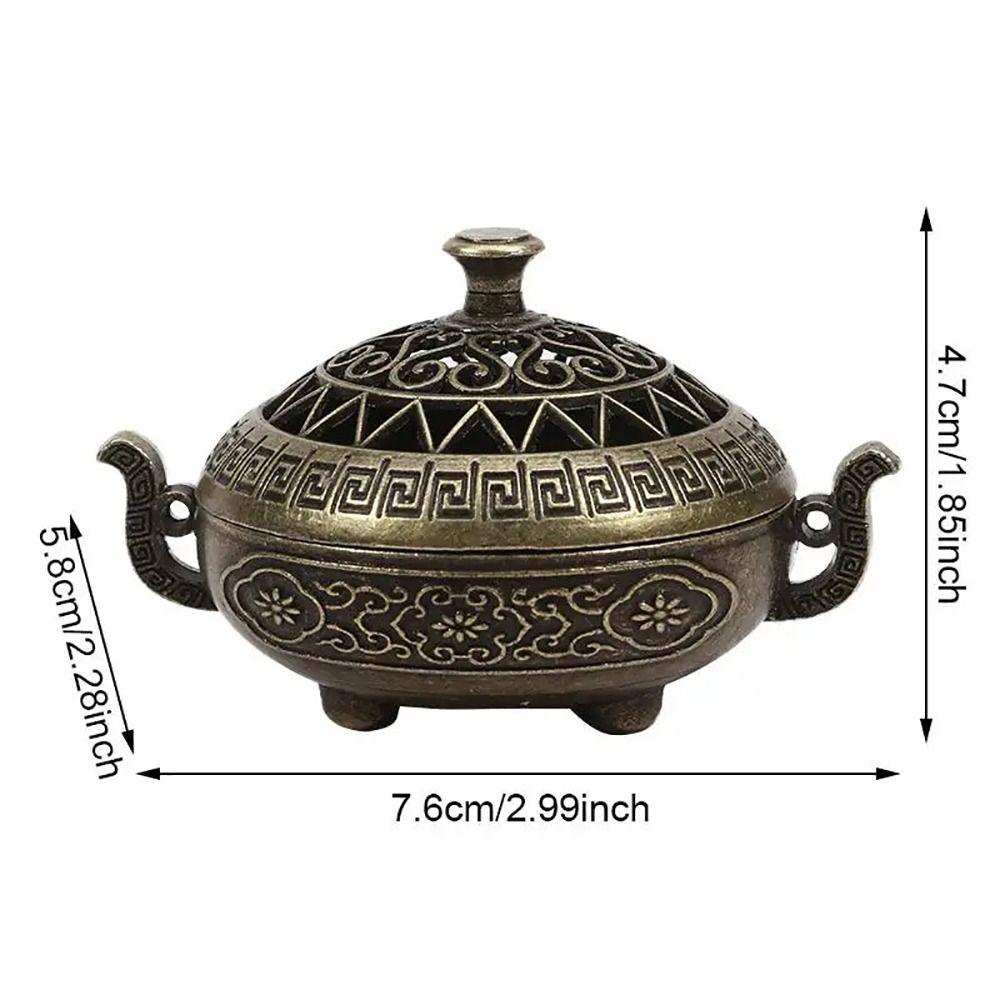 1Pcs Alloy Lotus Incense Censer with Hollowed Out Patterns Three Legged Stove House Furnishings