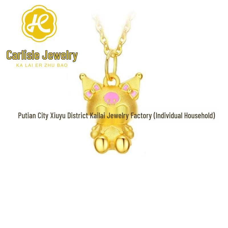 Shuibei 999 Fine Gold Slim Waist Necklace: 3D Hard Gold Women's Pendant Charm, Popular Live Broadcast Hot Seller.