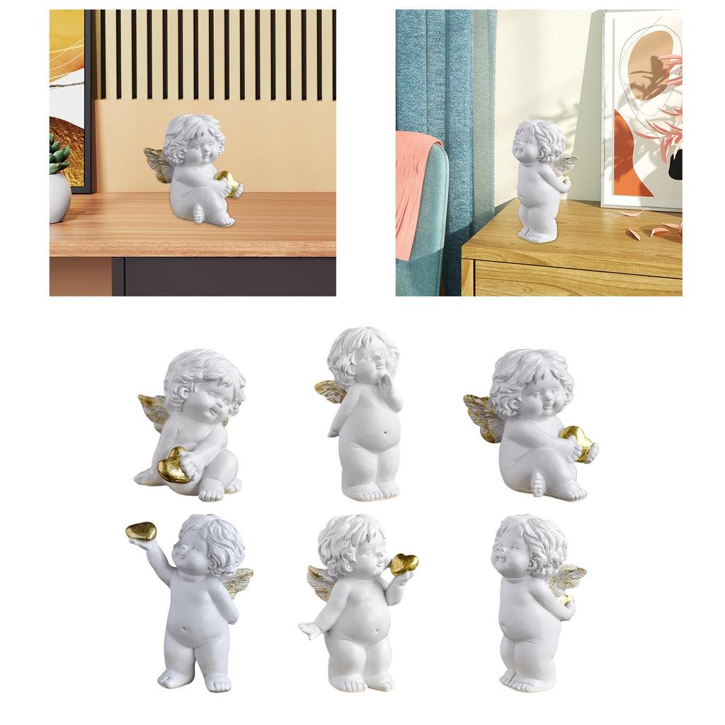 Cherub Sculpture Baby Angel Statue, Modern, with Wings Cupid Figurine Little Angel Decoration for Indoor Garden Home Decor