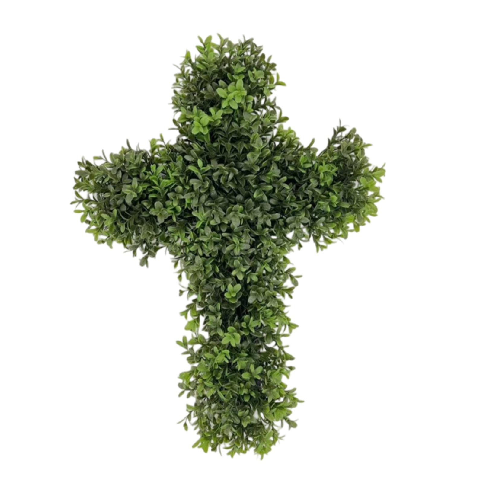 

40x30cm Artificial Greenery Cross Wreath Decorative Wall Hanging for Easter and Religious Events Indoor Outdoor Use зелёный