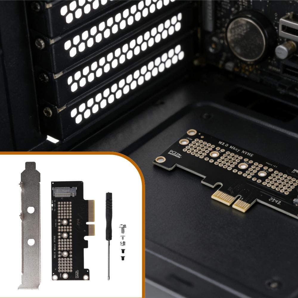 PCIE X1/X4/X16 To M.2 NVMe SSD Adapter Card Dual-Side Copper Cooling Structure LED Status Indicator for Desktop PC Motherboard