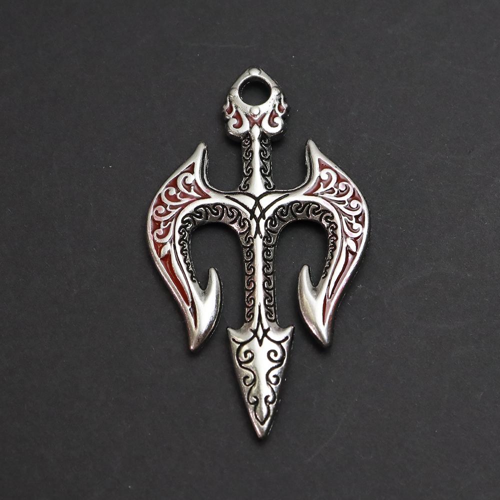

2pcs Gothic Punk Trident Charms Black Red Enamel Alloy Poseidon Trident Pendant for DIY Necklace Bracelet Jewelry Making