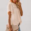 Women Fashion Lace Short Sleeve Casual T-shirt Round Neck Loose Top