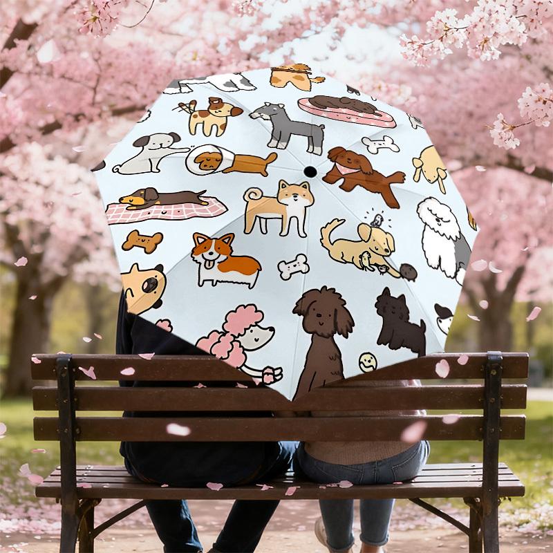 1PC dog pattern Umbrella-8-Rib Reinforced, Automatic Open, Lightweight & Durable, Cute Fashion Accessory for Outdoor, Beach, or Casual Use, Beach Umbr