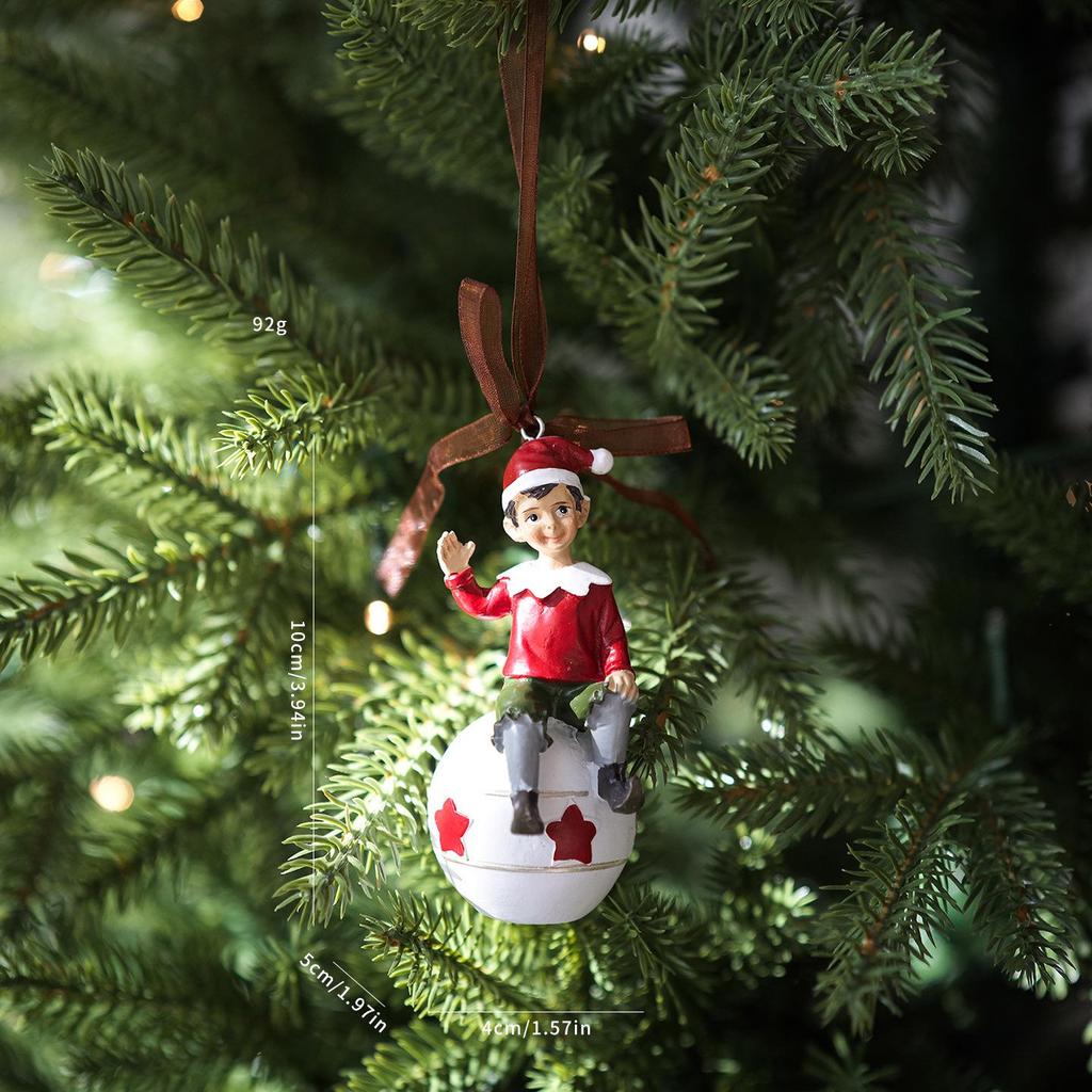 Retro-Style Elderly Boots, Snowman, & Bells Christmas Tree Hanging Decoration Resin Pendant Wreath