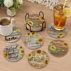 Round Cup Guard Set with Rack, 6 Piece Guard Set for Glasses and Cups, Styled Accent for Dining Tables and Coffee