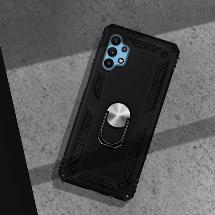 Hard Case for Samsung A32 5G (6.4") - PROSHOP - With Support Ring - Black - 2 Tempered Glasses