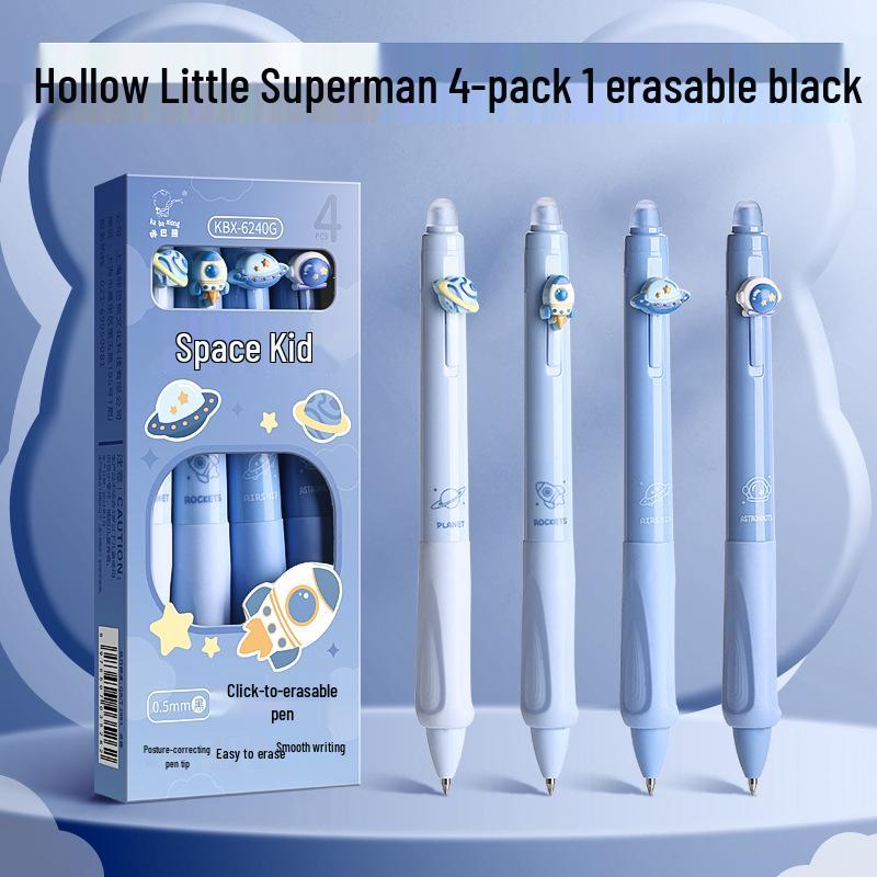 High-Value Thermal Sensitive Erasable Pen - Quick Dry, Easy To Erase, Cute Design for Elementary Students, Crystal Blue, Side Press