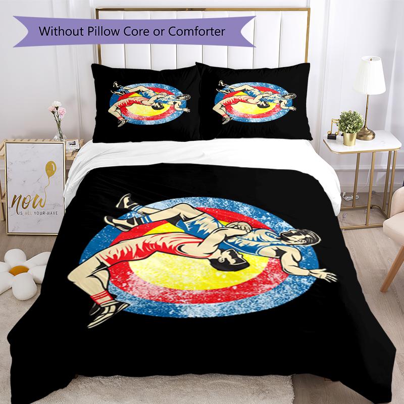 Set Biancheria da Letto 3 Pezzi Wrestling Copripiumino Chiusura Include 1 Copripiumino e 2 Federe, Morbido e Confortevole per Tutte le Stagioni.