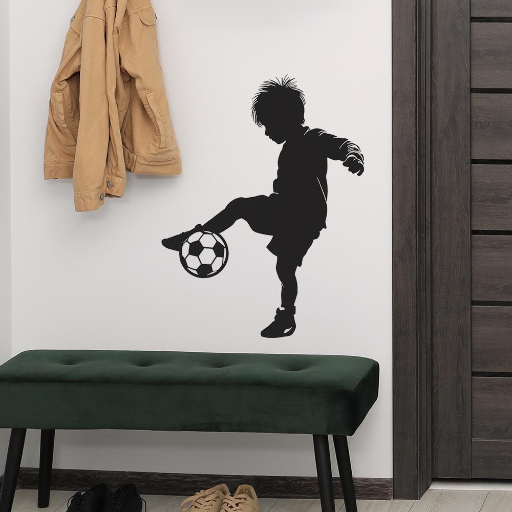 A Silhouette of A Boy Playing Football, A Decorative Sticker for The Background Wall of The Bedroom Study