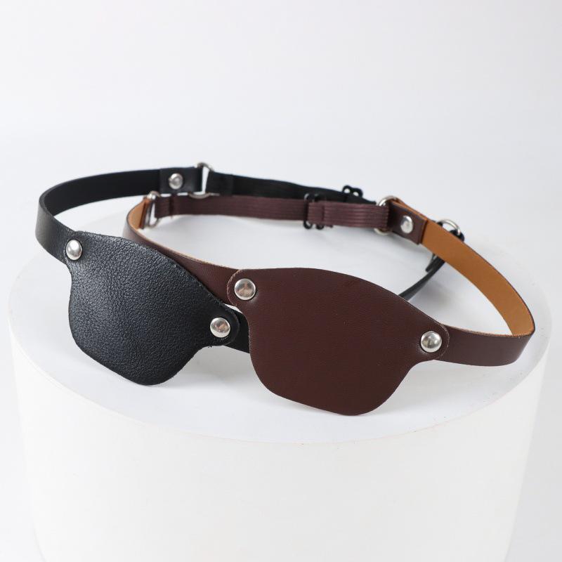 Gothic Leather Pirate Eyepatch: Adjustable Halloween Costume & Creative Cosplay Prop