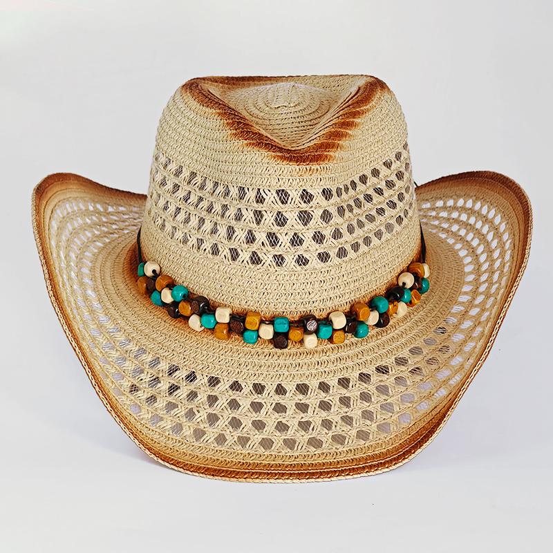 

Gradient color Western Cowboy Straw hat women Fashion Large Brim straw hat Party Outdoor summer Sun Jazz Hat sombrero vaquero 56-58
