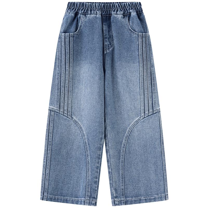Xiaoxiangham Boys' Loose-Fit Curved Denim Jeans