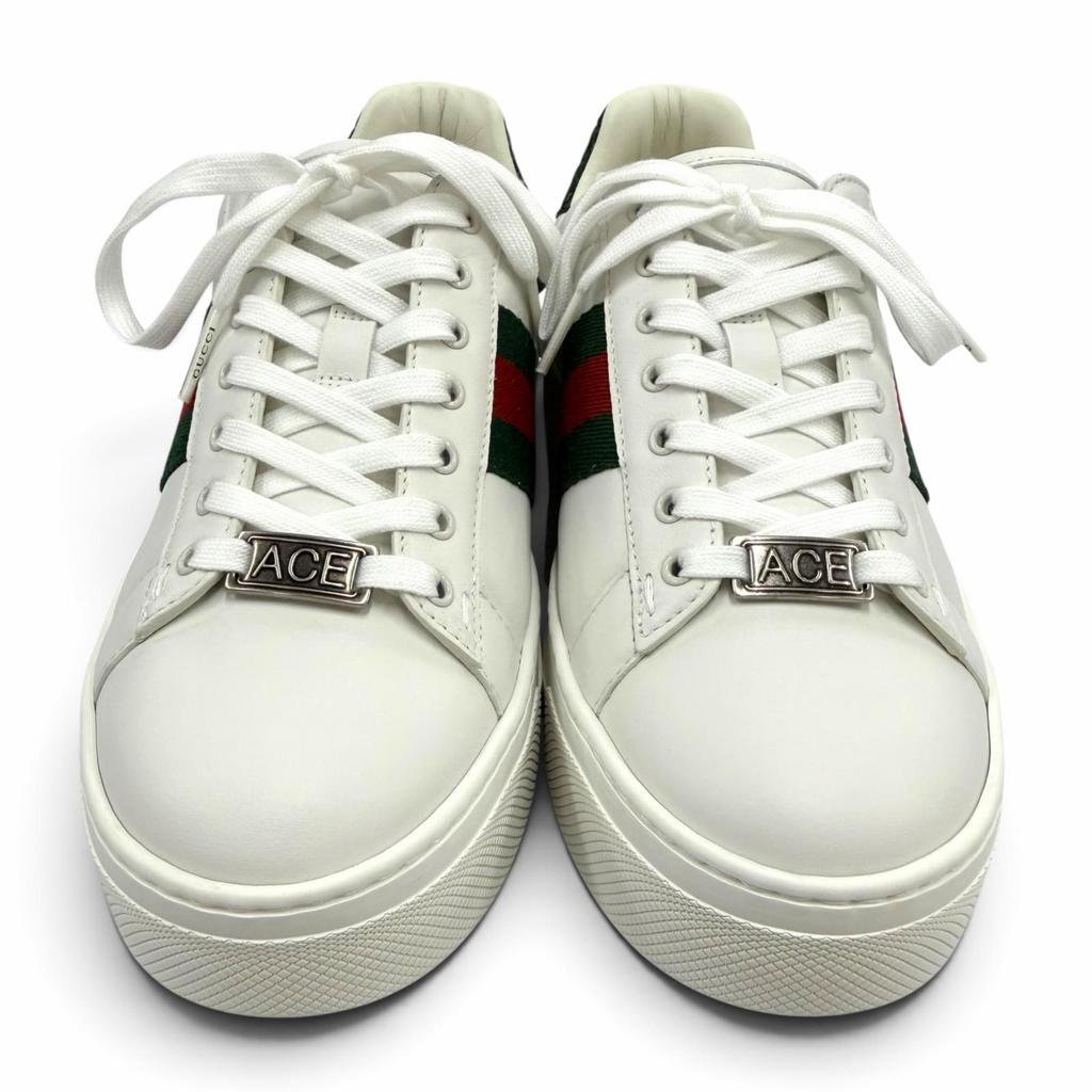 Pristine GUCCI Low Cut Sneakers Ace Web Stripe Platform Leather White 35 791399 Used