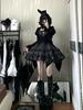 XHSUKADO Gothic Lolita Mini and Gothic Includes Top and Cosplay Faux Christmas Long Size 2-Piece Set Shirt, Skirt, Bottoms. Women's Outfit.