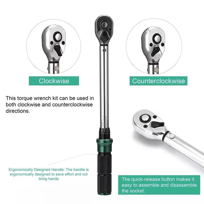 1/4'' Drive 2-25N.m Precise Double Scale Torque Wrench Set MTB Bike Socket Spanner Bicycle Motorcycle Ratchet Repair Toolbox Kit