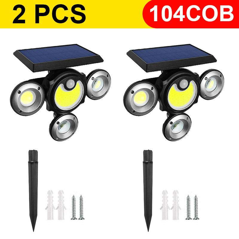 Multi-functional Solar Lamp Powerful 104 COB Ground Lamp Smart Sensor Wall Lamp Adjustable Light Waterproof Lantern