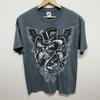 Skeleton Top Hat Dice Poker Gambling Tattoo Art Graphic Gray T-Shirt Adult L