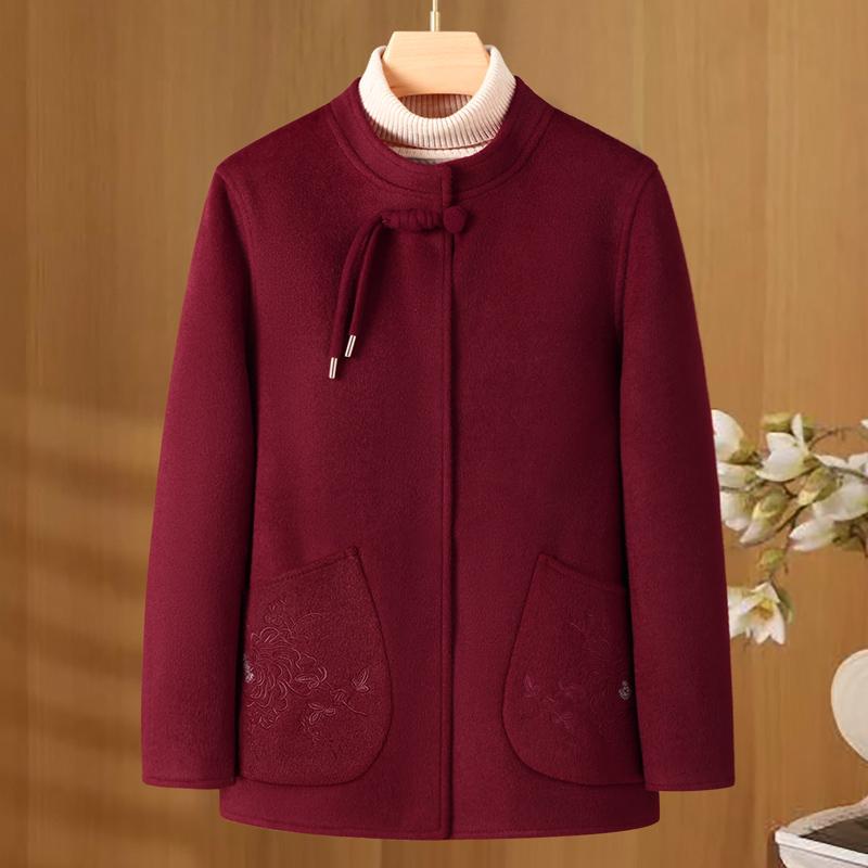 Middle Age Women's Wool & Blends Coats Plus Size Autumn Outerwears Elegant Loose Lady Jackets
