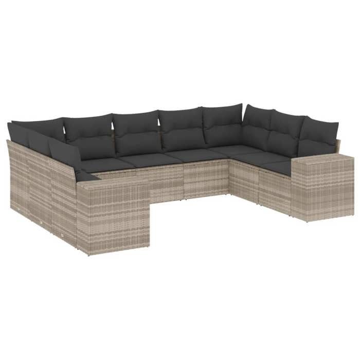 VidaXL Salon de Jardin avec Coussins 9 pcs, Canapés de Terrasse, Ensemble de Meubles de Patio, Mobilier d'Extérieur, Gris 3255339