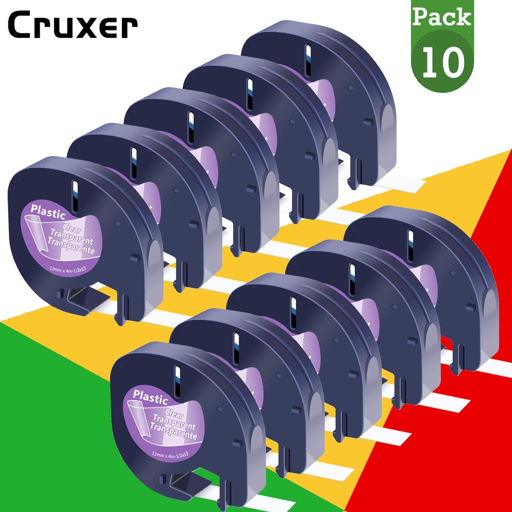 5/10PK Compatible Label for DYMO LetraTag Refills Black On Clear 12mm Pastic Tapes 16952 for DYMO LetraTag 100H LT-100T Plus