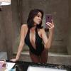 Maillot de bain une pièce bikini super sexy à décolleté plongeant style européen et américain célébrité internet maillot de bain de vacances combinaison noire