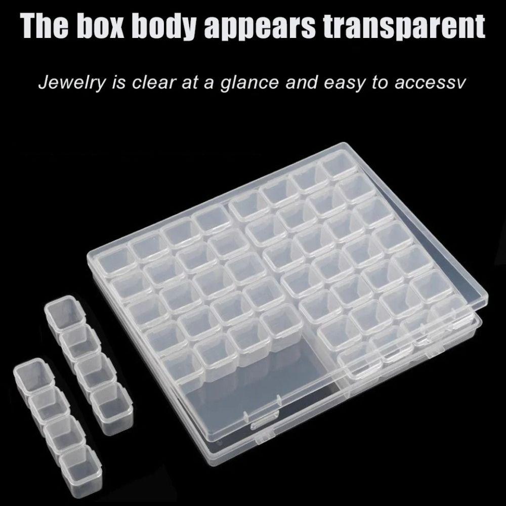 56 Grids New Transparent Organizer Box Square Plastic Adjustable Organizers Large-Capacity Dustproof Jewelry Box Earring