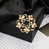 Brosche Retro-Stil Rundes Florales Design Reversnadel mit gefälschtem Opal eingelegt Pullover Kragen Hüte Taschen Mäntel Schals Abzeichen Outfit-Accessoire