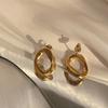 Minimalist Nice Twist Ring Earrings Wind Stud Earrings Gold Plated Stainless Steel Earrings Do Not Fade