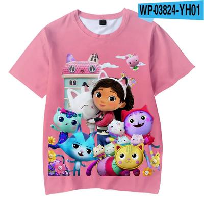 T-skjorter Anime Gabbys DollHouse 3D-trykk Streetwear Gutter Jenter Søt Uformell mote Oversized T-skjorte Barn T-skjorter Topper Klær