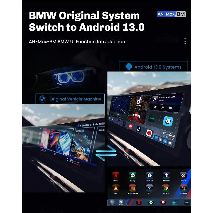 MMB CarPlay AI Box QCM6125 Android 13 OS for 2018-2025 BMW ID6 ID7 ID8 ID9 8GB+128GB YouTube&Netfilx Multimedia Streaming TV Box