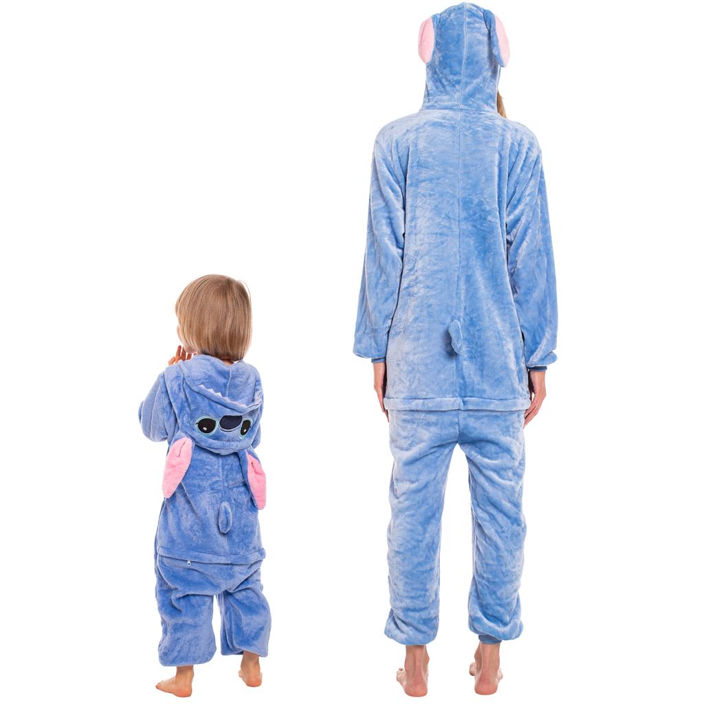 Kinderpyjama Kigurumi Onesie Kostüm Stich Blau 115-125