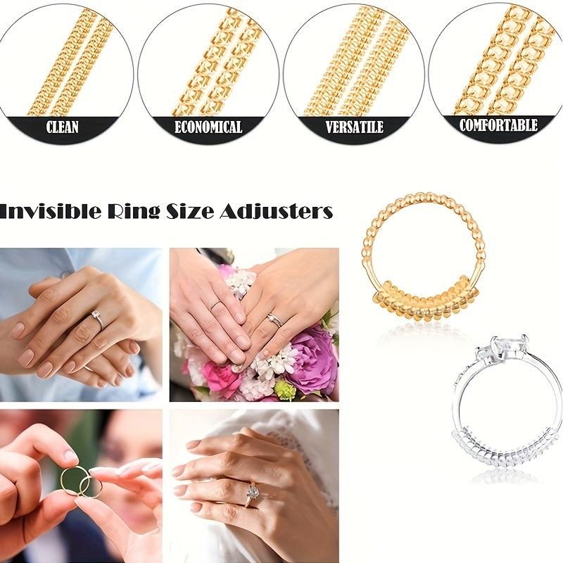Transparent Spiral Ring Adjuster Set Invisible Silicone Guards for Loose Rings 4 Sizes Secure Fit for Men and Women