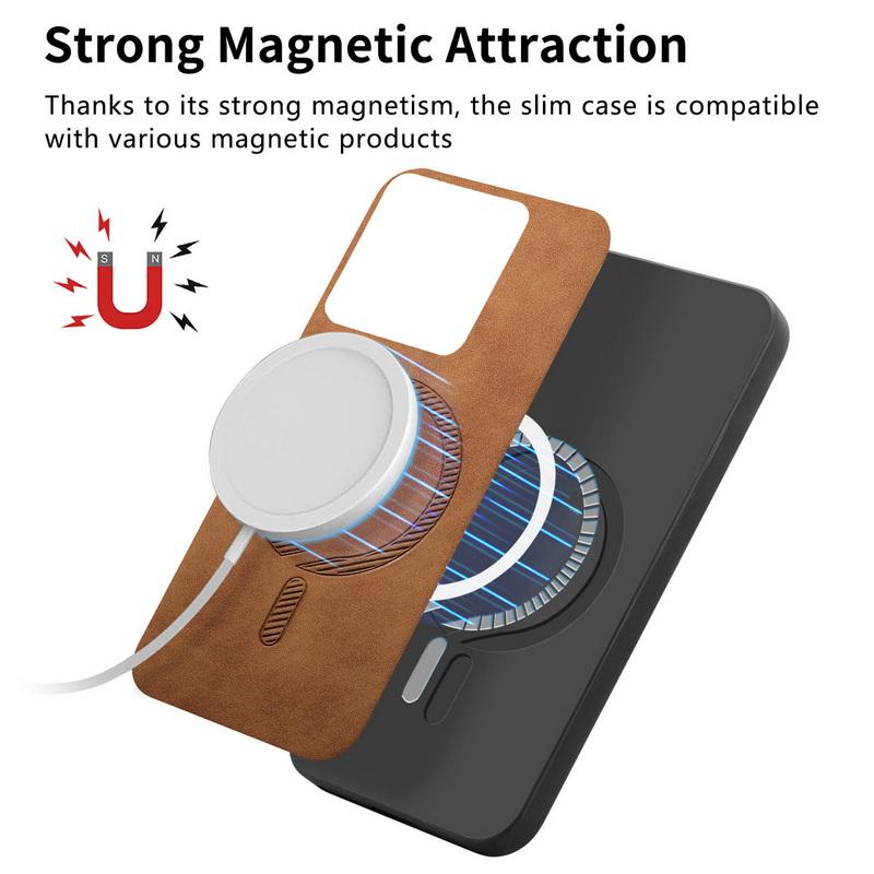 Luksus for Magsafe Magnetisk Deksel for Xiaomi 13t Poco X6 F6 Pro Redmi Note 14 13 Pro K70e 13c PU Lær Støtsikkert TPU Hybrid PC Ensfarvet Deksel