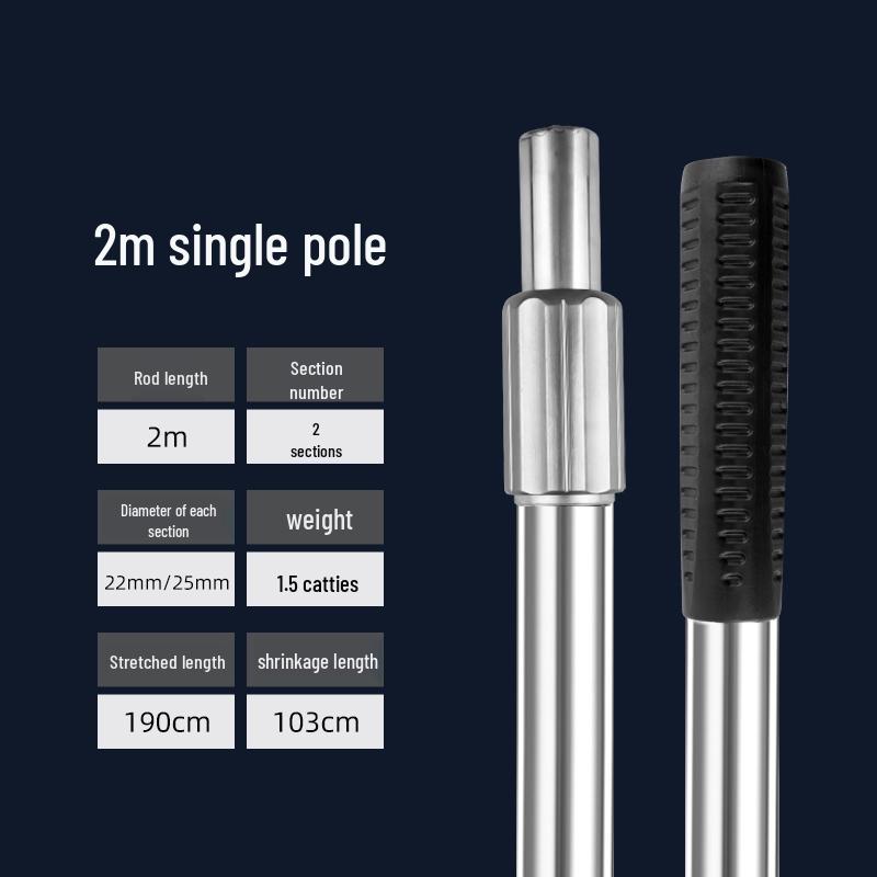 Telescopic Stainless Steel Fishing Rod with Foldable Net Head and Fish Bag Grapnel Set