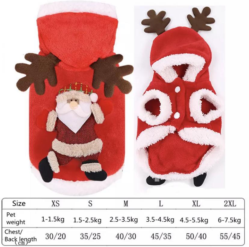 2025 Hoodies Dog Clothes Pet Cat Christmas Winter Sweatshirt Chihuahua Dog Coat Clothing Winter Pet Puppy Clothes Vest Jacket