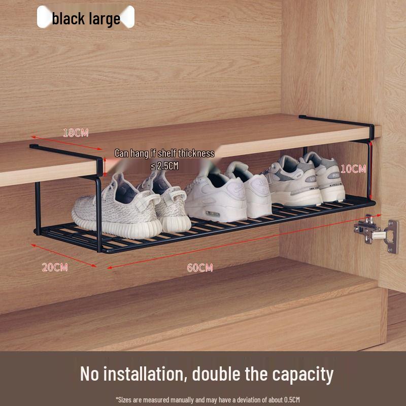 Foldable Hook-Type Shoe Rack and Storage Cabinet with Under-Hanging Partition